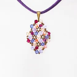 Pendant 40cm - Terence Rhombus S-Purple Suedine - Pendant 40cm - Laiton bronze